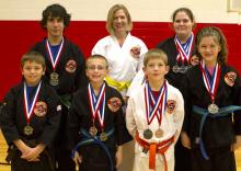 Back from the left - Seth Shank, Angie Bateson, Ellen Landers. Front from left - Jake Colwell, Brady Boehm, Jack Bateson, Claire Bateson.