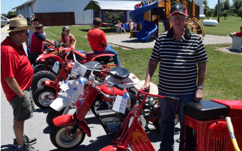 Terry Slane, Lafayette, with a 1945 Cushman Model 30. This man loves scooters, he brought 7 of them.