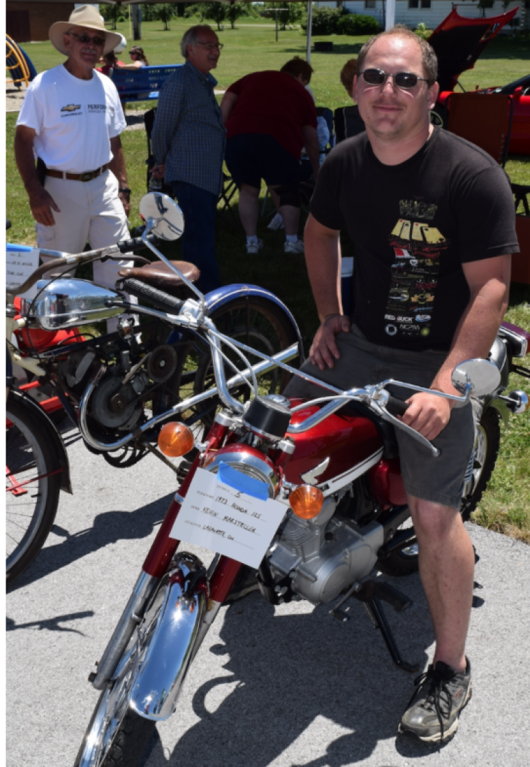 Kevin Marsteller, Lafayette, on a 1973 Honda 125.