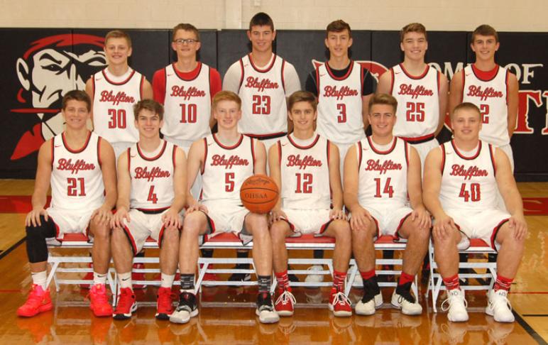 Varsity boys’ basketball Row 1 (left to right): Luke Denecker, Baylor Garmatter, Mason Soper, Jared Piercefield, Andrew Lovett, Mickey Ault Row 2 (left to right): Levi Hohenbrink, Eli Lemley, Nic Essinger, Jonathan Schriner, Tyson Shutler, Alec Deardorff Coaches (left to right): Mason Roth, Alex Hanna, Todd Boblitt, Bob Kindred and Chris Ackerman