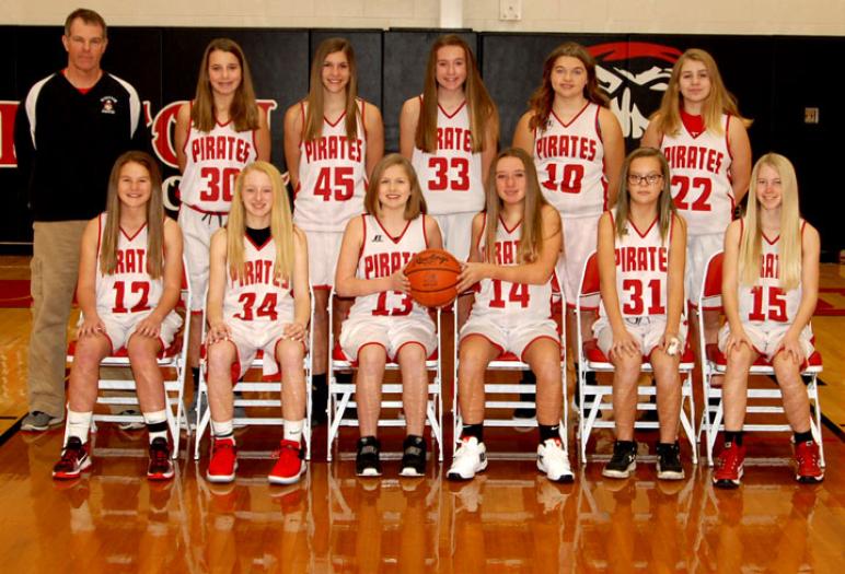 7th grade girls' 7th grade girls' Row 1 (left to right): Jasmine Hasting, Olivia Hobensack, Macie Nieman, Alivia Lambert, Paige Harkness, Ashley Fleece Row 2 (left to right): Coach Mardy Herr, Leah Klinger, Olivia Siferd, Morgan Fruchey, Lauren Bassett, Faith Maple,