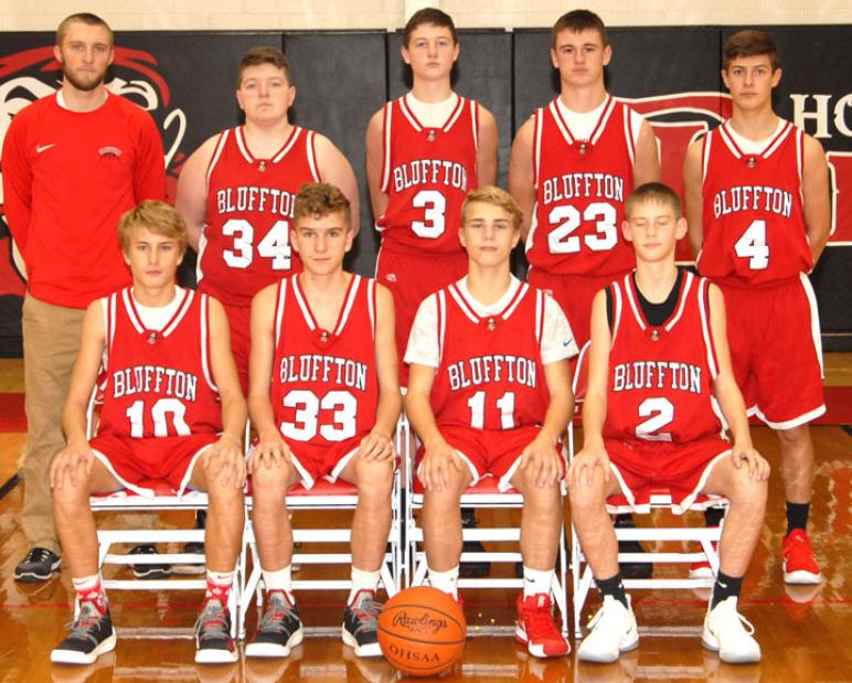Freshmen boys Row 1 (left to right): Cole Koenig, Trey Boblitt, Bryan Zimmerman, Trenton Donley Row 2 (left to right): Coach Mason Roth, Ayden Cupples, Kyler Kinn, Nate Schaadt, Kenneth Lovett