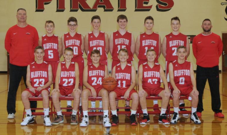 8th grade boys' team – Row 1 (left to right): Garret Bogart, Wade Ginther, Kerry Wright, Braeden Jordan, Carsen Weaver, Gavin Bogart • Row 2 (left to right): Hayden Dearth, John-Paul Yoder, Brayden Ray, Ian Rieman, Daniel Fredritz, Jacob Granger.