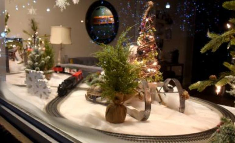 Model railroad in the window of Ryan DeMarco's Edward Jones office, Bluffton