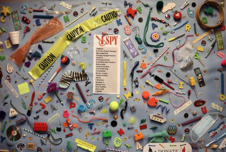 "I spy" bulletin board in youth area
