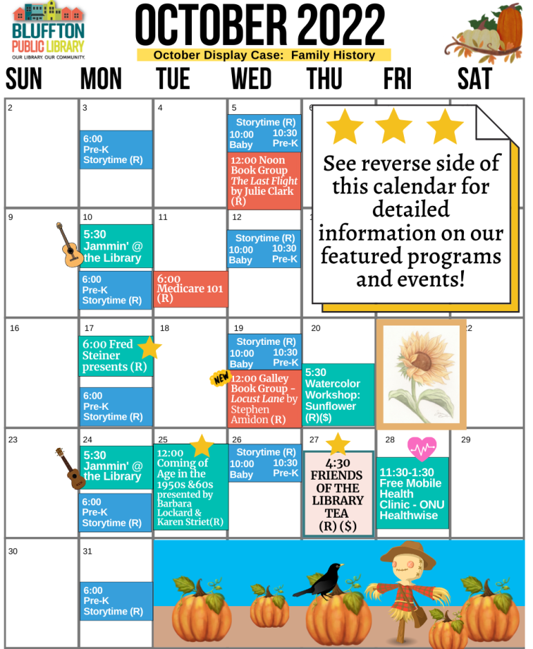 October 2022 at BPL Art, authors, living, health, history, music, etc