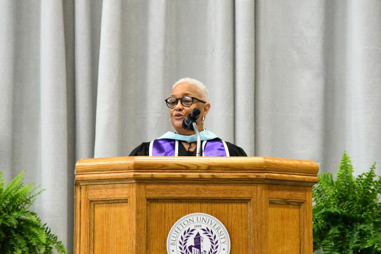 Speaker and alum Kathy (Gaines '78) Carr