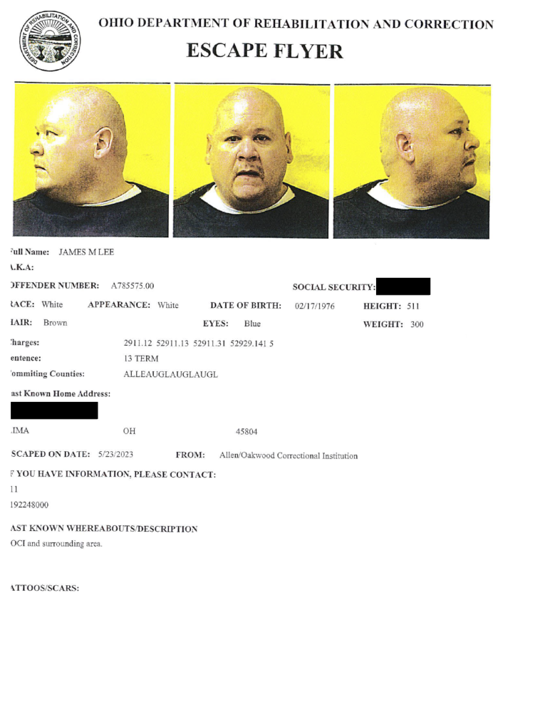 Escape flyer for James M. Lee