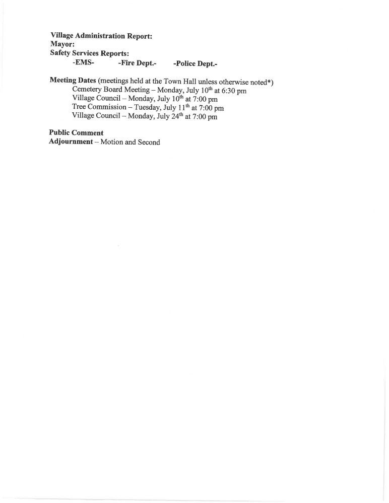 Page 2 of July 10 Bluffton Council Agenda (Ohio)