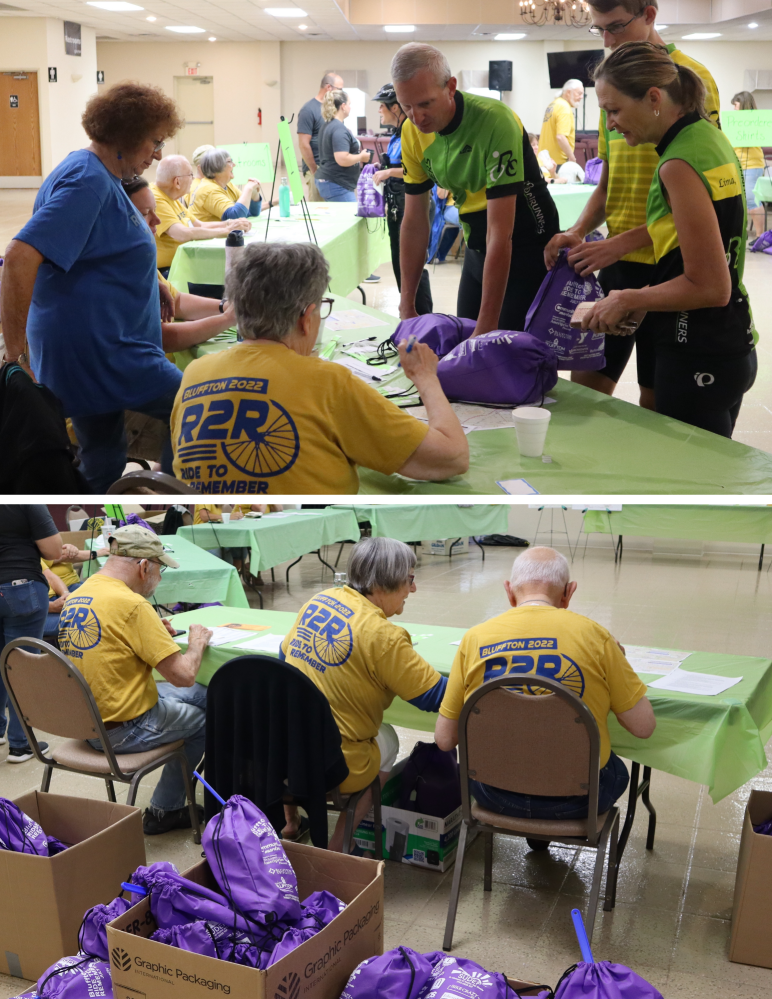 Riders check in with volunteer crew at Bluffton Community