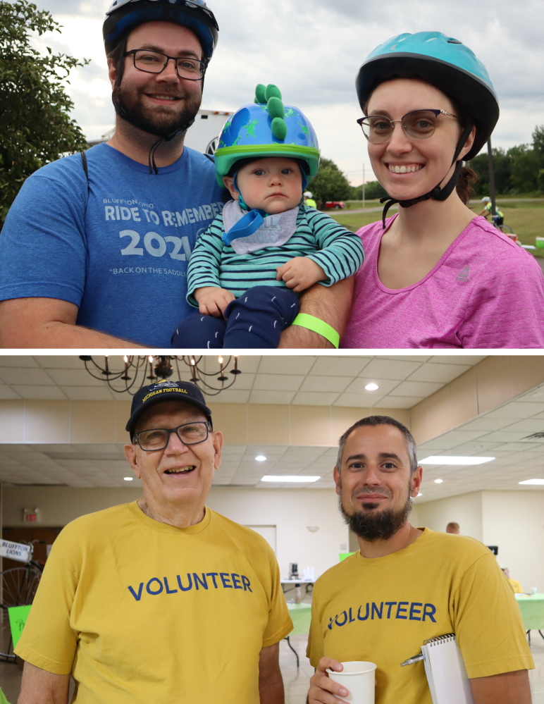 Top) Connor, Asa and Lauren Samuel; Bottom) Ride co-chairs Bill Croft and Travis Music
