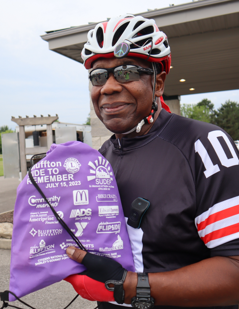 Rider Everett Collier with his "five pound" swag bag