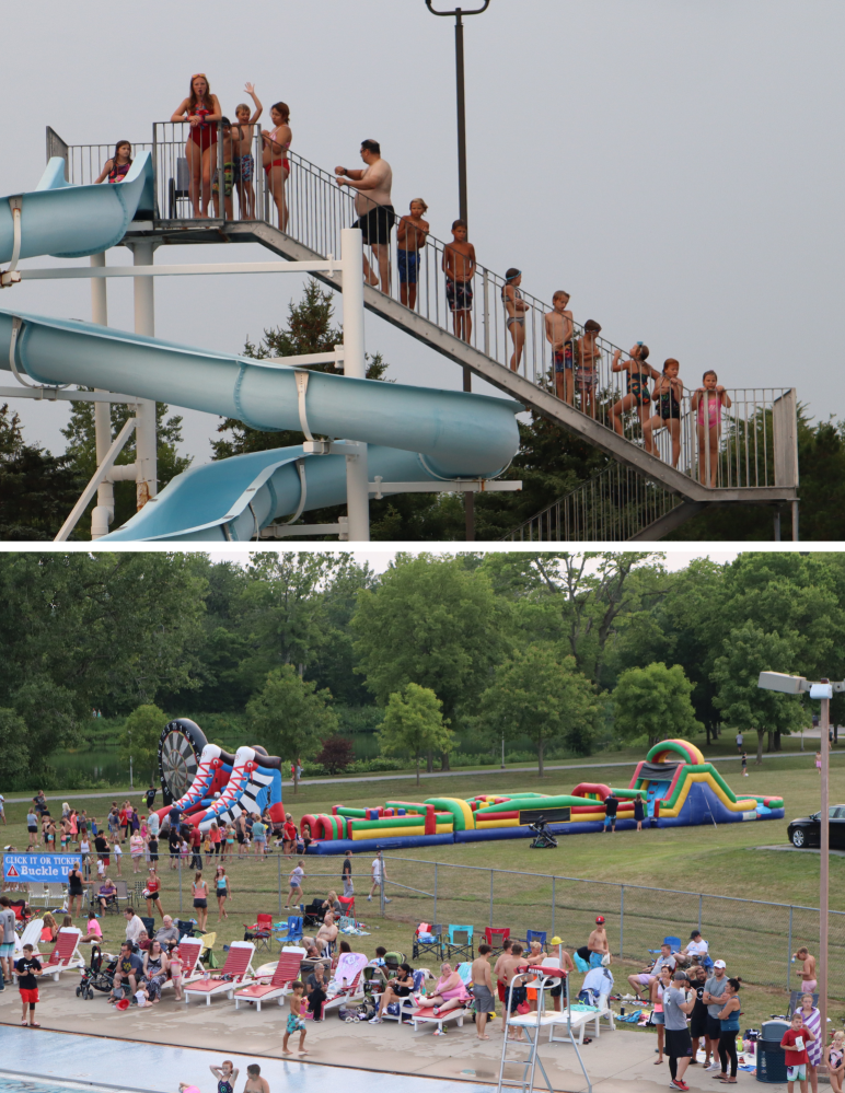 Top) Slide line is worth the wait. Below) View from the top.