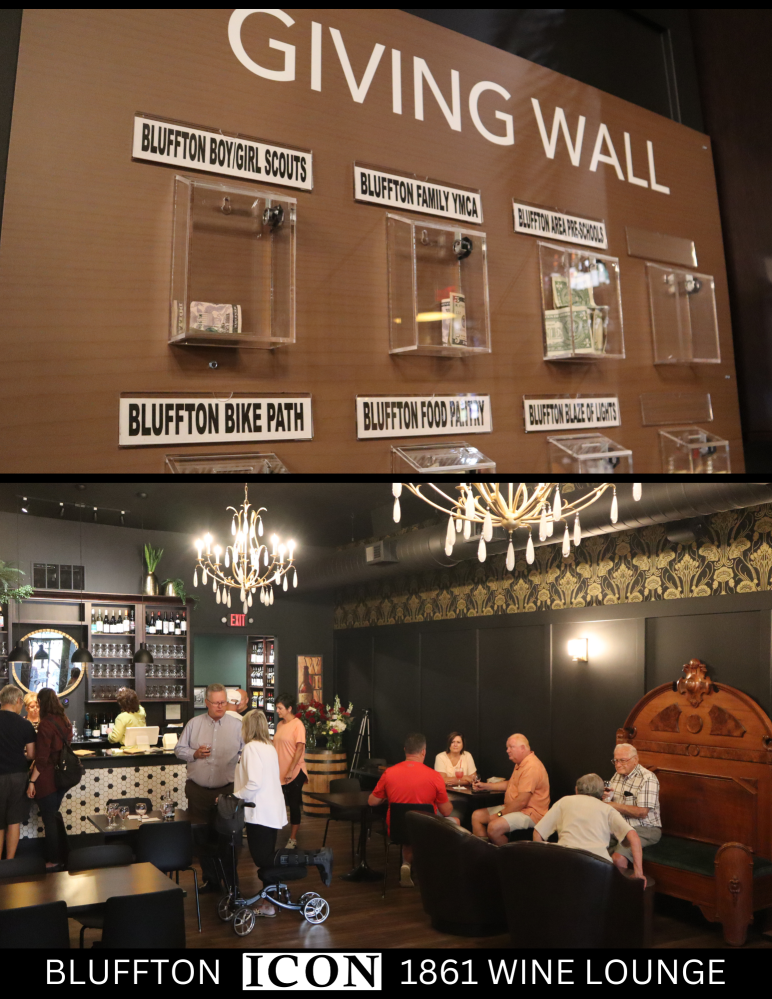 ABOVE) The Giving Wall; BELOW) Speakeasy ambiance