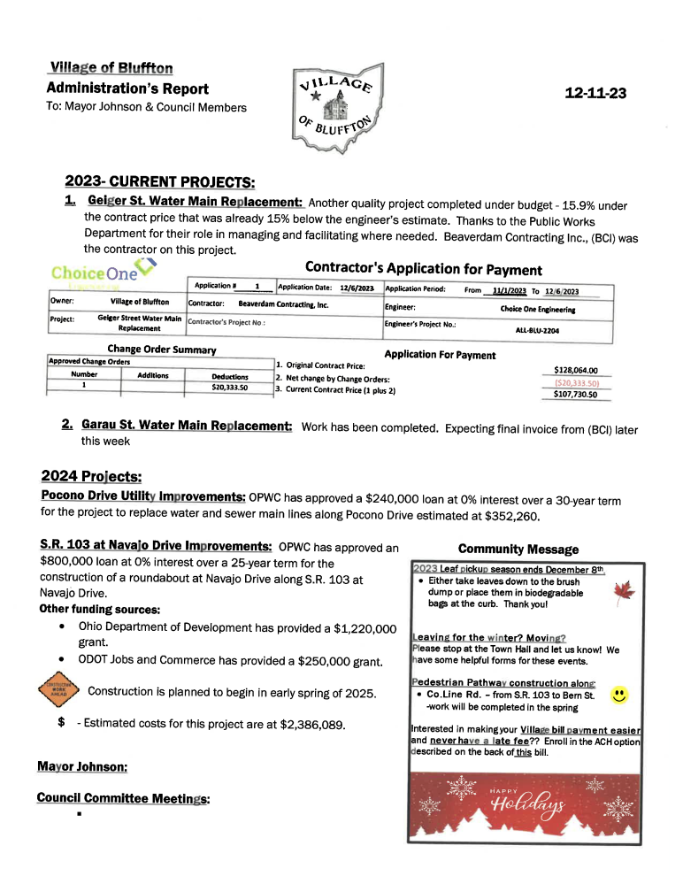 12.11.2023 Administration Report