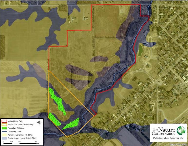 Overview of Motter Metro Park with wetlands development area