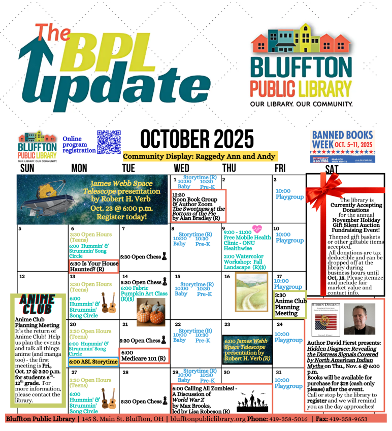 Check out October 2025 programs at Bluffton Public Library | Bluffton Icon
