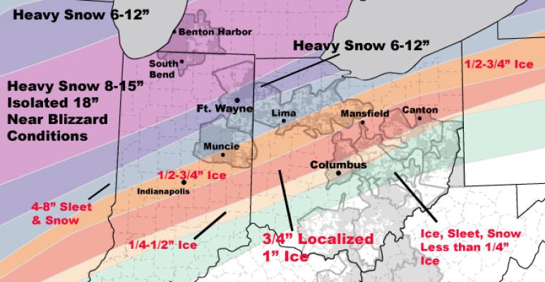 Tuesday's AEP weather map