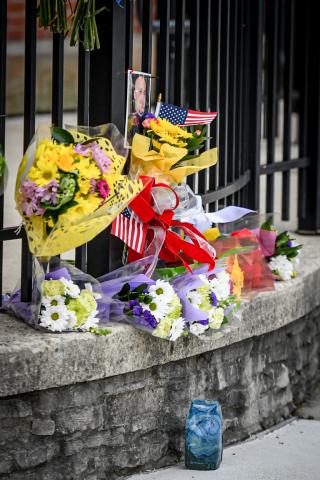 Photo, flowers remembering Officer Dominic Francis PHOTO Jamie Nygaard