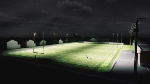 Nighttime practice field rendering
