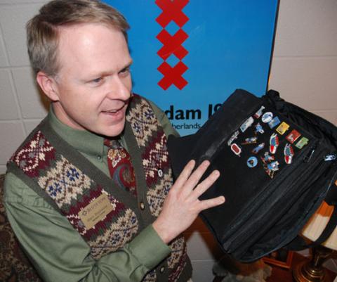 2-28-10 Mark Bourassa's Olympic pin collection