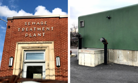 Old and new water treatment plant structures