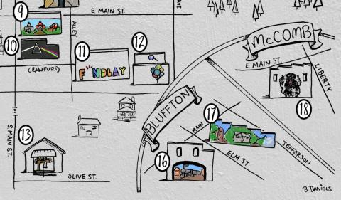 Two Bluffton murals on Findlay-Hancock County Mural Trail