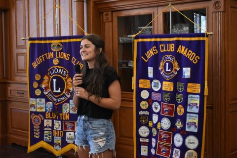Skylar Scoles at Bluffton Lions Club June meeting