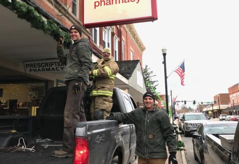 Bluffton Fire Department members will install garlands in downtown Bluffton