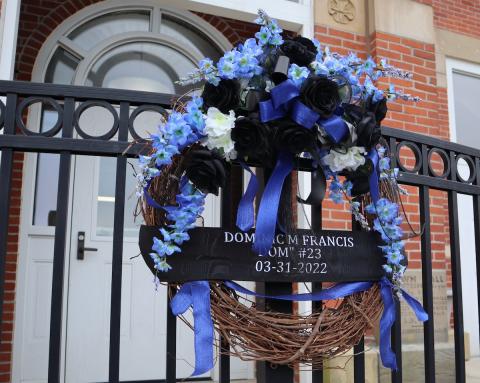 Wreath commemorating the line of duty death of Bluffton Officer Dominic Francis