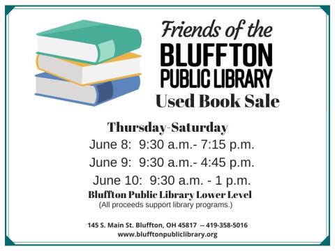June 8-10 book sale to benefit Bluffton Public Library (Ohio)