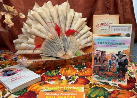 Book Reviews display of Thanksgiving items
