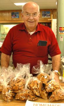 Bob Painter guards the peanut brittle