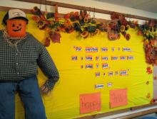Bulletin board created by university volunteer