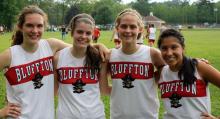 Senior girls on the BHS girls' cross country team: Jene Sommers, Amber Bewsey, Andrea Spallinger and Evania Bonifaz.