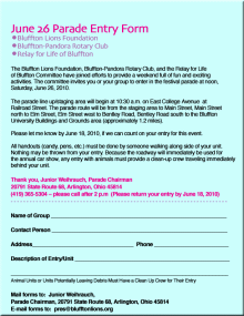 Parade entry form