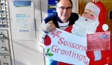 Fred Steiner and Santa say "Send your Christmas wish list to The Icon" (Denny Edinger photo)