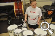 Kristi Geiser performs on drums during band camp