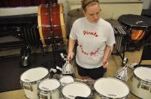 Kristi Geiser performs on drums during band camp