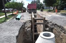 Sanitary sewer line on South Main