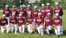 Dave " Crackerjack" Kisor, Bruce "Bruiser" Steingass, Devin "Paydirt" Kisor, Joel "Rod" Groman, Andy "Fingers" Chappell-Dick, Dennis "Numbers" Gallant, "Professor" Dave Bracy Back Row: "Dangerous" Dan Groman, Logan "Long Ball" Steingass, Clay "Off the Wall" Wannemacher, David "Rip" Glick, Justin "Scooter" Shannon, Evan "Twinkletoes" Skilliter, Todd "T-Bone" Phillips, Steve "No Muff" Yarnell