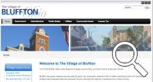 The top of the Village of Bluffton's home page