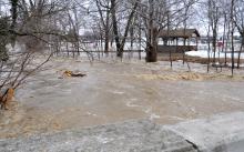 Monday's flooding from the Main Street bridge looking toward the Buckeye