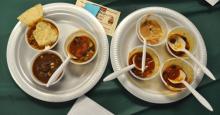Samples of the seven chili soups