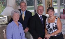 Bluffton University has named public spaces in its new Sommer Center for Health and Fitness Education in honor of Tom and Helen Reichenbach (left) and Larry and Shirley Copeland (right).