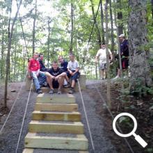Justin Paul and crew at the new steps at the swinging bridge
