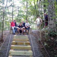 Justin Paul and crew at the new steps at the swinging bridge