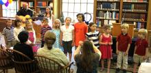 Members of Jubilate, a children^aEURTMs choir at Bluffton^aEURTMs First Mennonite Church, perform the song ^aEURoeMay All Children^aEUR