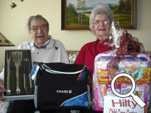Dick and Betty Cookson with some of this year's prizes