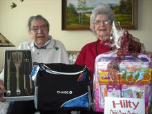 Dick and Betty Cookson with some of this year's prizes